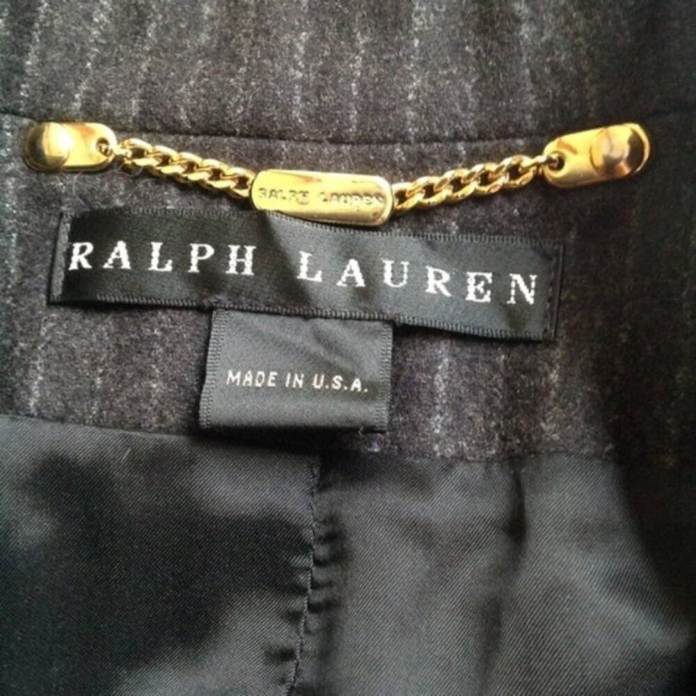 Ralph Lauren Black Label Wool‎ Blazer Vintage Womens 6 Button Front Pin Stripes - Picture 11 of 14
